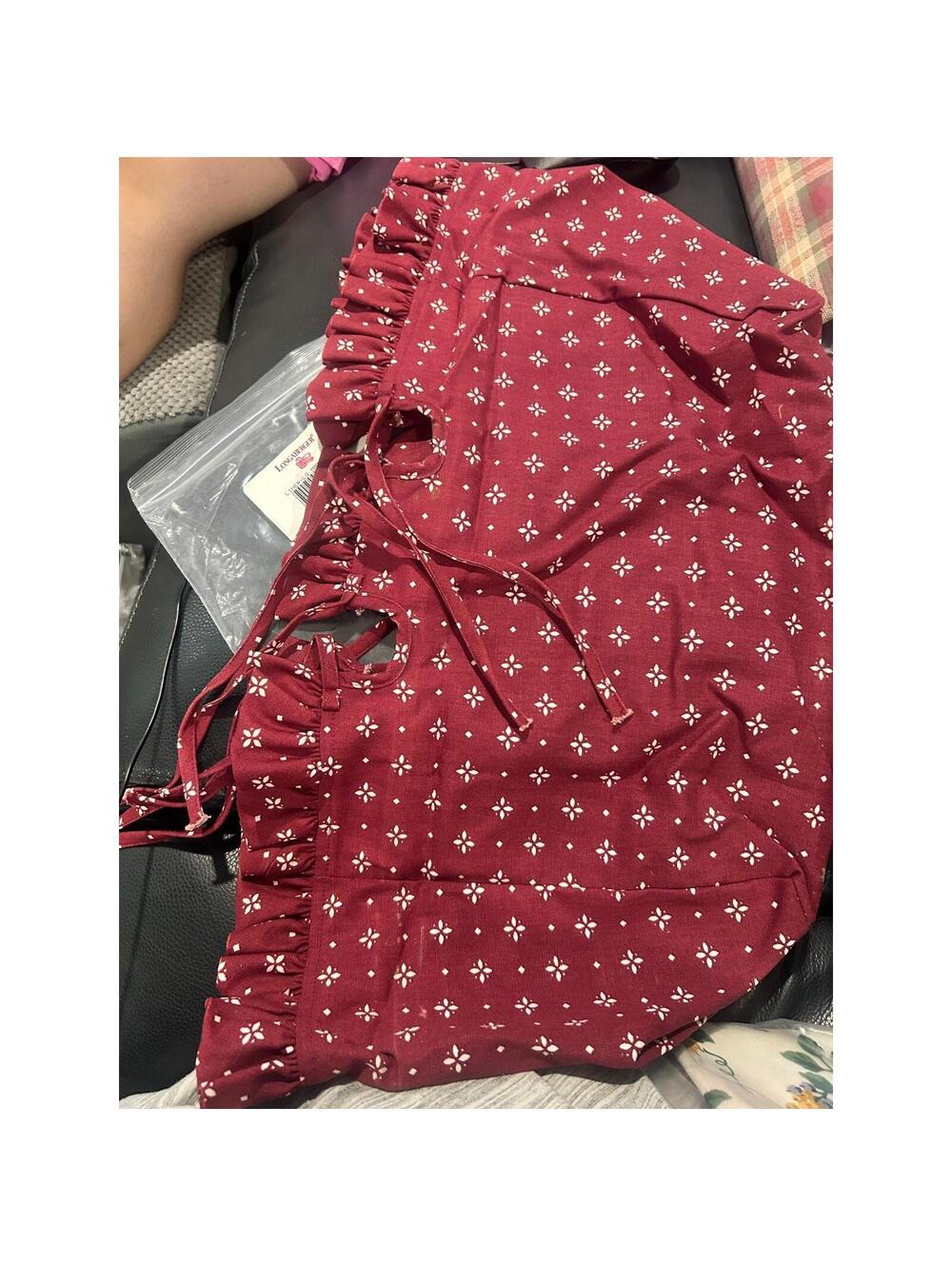 Longaberger Large Market Basket Liner Traditional Red 2 handle